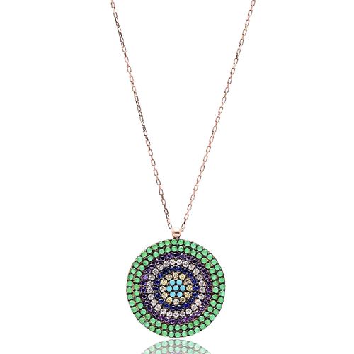 Colurful Round Shape Turkish Wholesale Handmade 925k Sterling Silver Pendant